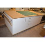 *Large White Worktable/Storage Unit on Wheels 240x120x92cm (contents not included)