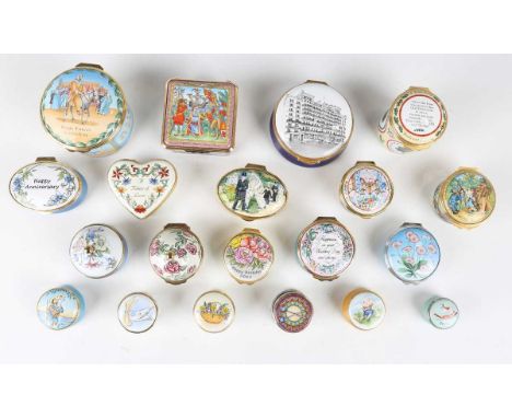 Two Halcyon Days limited edition enamel boxes, comprising a square shaped example commemorating the 500th anniversary of the 