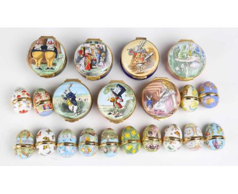 A set of six Crummles limited edition Alice In Wonderland enamel boxes, exclusively commissioned for Royal Doulton, each No. 