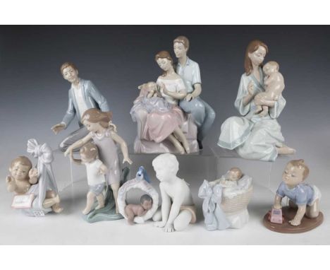 Eight Lladro figures relating to parenthood and children, comprising  A Circle of Love, No. 6986, Sleep My Love, No. 8030, Le