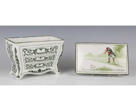 A Royal Doulton Huntley &amp; Palmers Nursery Rhymes biscuit box and cover, early 20th century, of commode shape, decorated a