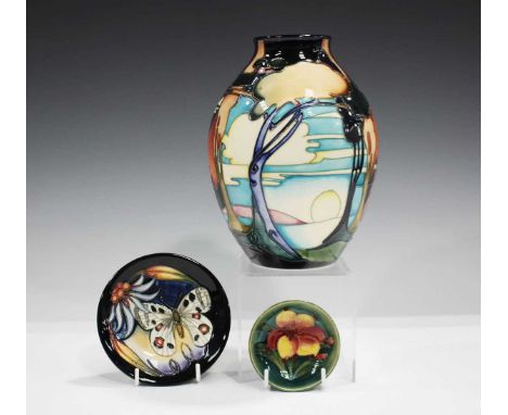 A Moorcroft limited edition Light on Water pattern vase, dated 2005, designed by Emma Bossons, No.44 of 100, impressed and bl