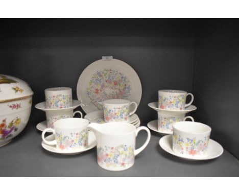 A selection of Wedgwood 'Forget me not' including cups and saucers,jug and plate.
