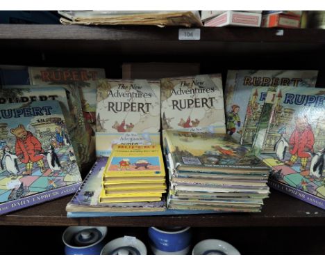 A collection of vintage Rupert Books and annuals.