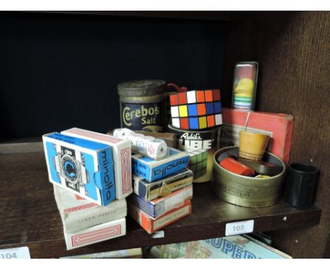 A selection of vintage games and playing cards.