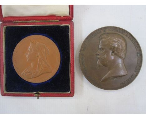 Box Containing Commemorative Medals, including Queen Victoria Diamond Jubilee in bronze and original box.&nbsp; Large bronze 