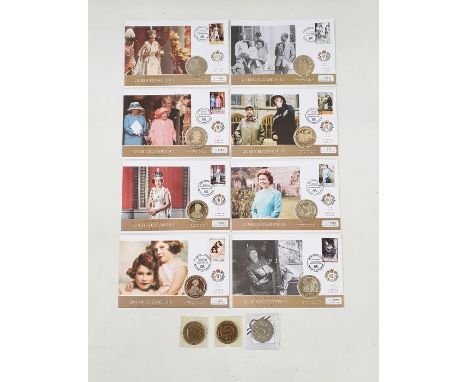 GB &amp; Commonwealth: Collection of 21 QEII Numismatic-Philatelic covers, 9 of which limited edition, plus 3 loose crowns.&n