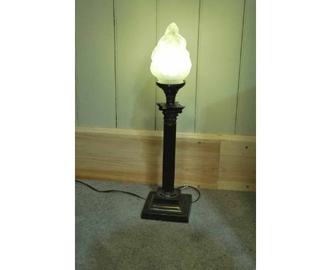 Corinthian column table lamp with shade