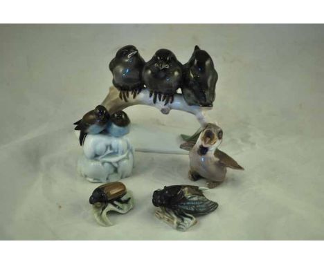 Collection of Continental ceramics, Rosenthal, Copenhagen. Birds on Bough, insects etc