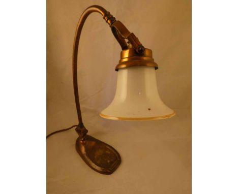 Manner of WAS Benson, a good quality Arts &amp; Crafts copper and brass adjustable Desk Lamp, design no.734123/4 for 1927, 48
