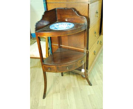 Mahogany Wash Stand with spode Italian Blue bowl