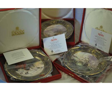 A set of six Spode 'the Great Explorer's Collection' plates inc Capt Cook on Tahiti, Shackleton's Escape to South Georgia, Li