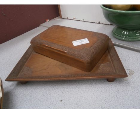 carved wooden trinket tray and box
