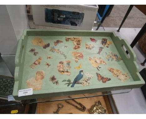 vintage wooden handle tray