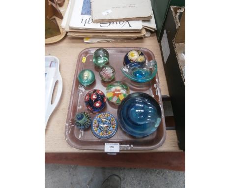 tray of paperweights and medina trinket dish