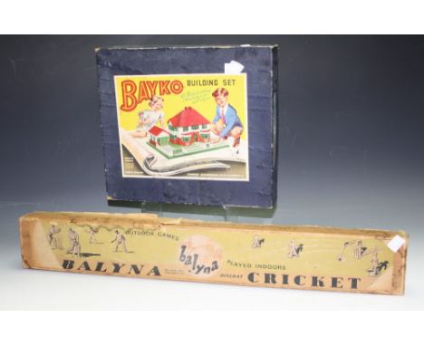 Toys - a vintage 1940's/50's Balyna table top cricket game; a Bayko No.1 building set, both boxed (2)