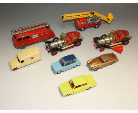 Die-cast Vehicles - Dinky Supertoys 955 fire engine; 30H Daimler ambulance;  133 Ford Cortina; Corgi Toys James Bond Aston Ma