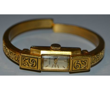 A Baume Mercier lady's bangle wristwatch, gold plated 