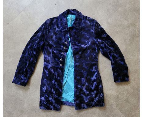 A vintage navy blue crushed 'velvet' Jacket,&nbsp;late 1960's/early 1970's, labelled "MALE by Paul, 39 &amp; 47 Carnaby Stree