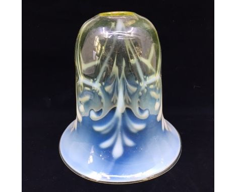 A late 19th century Vaseline glass arts and crafts lamp shade, height 13cm.   Condition note: in very good condition, no chip