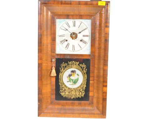 Elisha. N. Welch - A large 19th century American E. N. Welch wall clock. The clock having a hand painted clock face with Roma