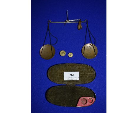 Brass Portable Scales and Weights in Tin Case