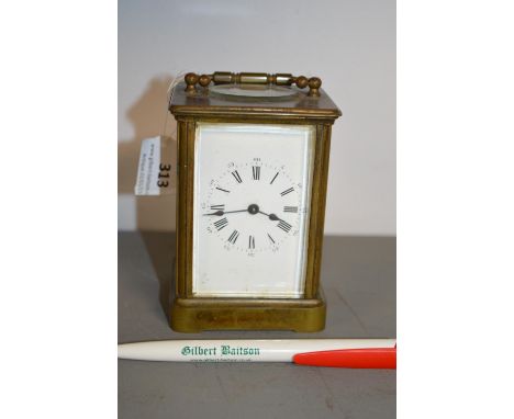 Brass Carriage Clock with Enamel Face (working condition)