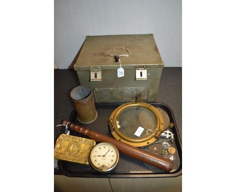 Metal Box Containing Queen Mary Christmas Tin, Truncheon, Deadman’s Penny, etc.