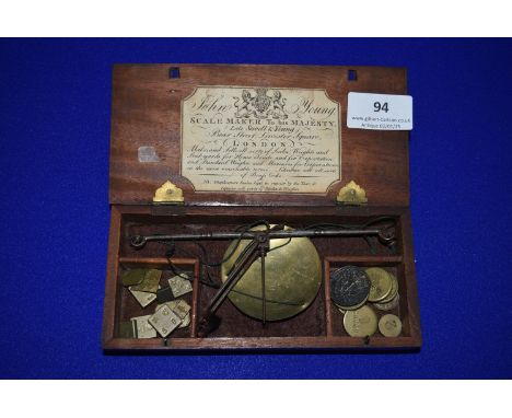 Mahogany Cased Brass Scales & Weights by John Young Scale Maker of London