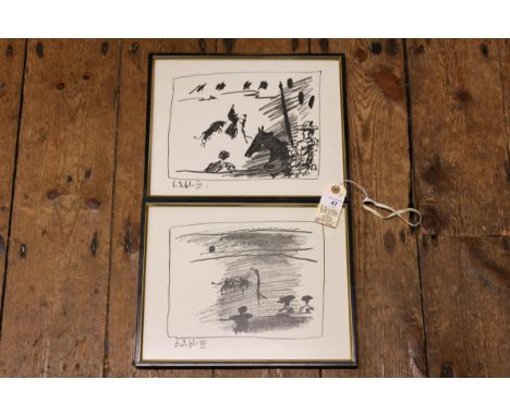 2 PICASSO framed lithograph prints, These were purchased from the London Graphic Art Associates, on 31/12/1968. 12839 TOROS I