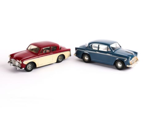 A Tri-ang 1/20 scale electric model of a Sunbeam Rapier finished in Blue with grey interior. All trim and lights are present.