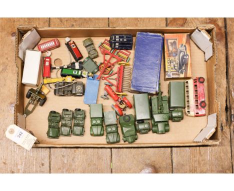 A quantity of various Dinky Toys etc. 9 Dinky military including 3x Austin Champ, Recovery Tractor, 2x 1 Ton Cargo Truck and 