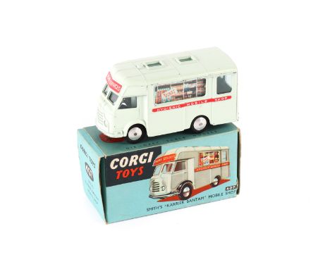 Corgi Toys Smith's Karrier Bantam Mobile Shop (407). In pale green HOME SERVICES livery, with red/white paper labels, HYGENIC