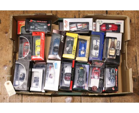 35 various makes 1:43 scale, sports/racing cars. Including Spark Morgan Aero 8. Universal Hobbies AC Cobra 427. Kyosho Shelby