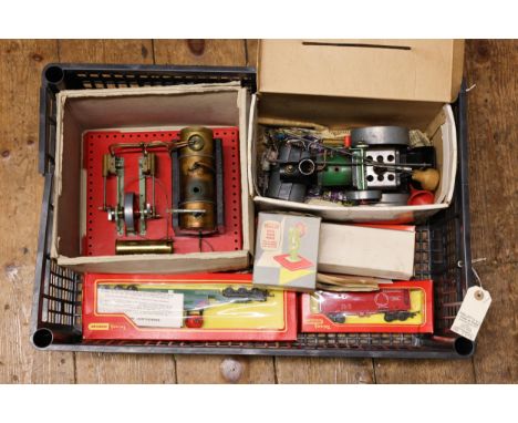 2 Mamod steam engines S.E.3 and a S.R.1a, both in used condition, also includes a model power press, Both look complete but c