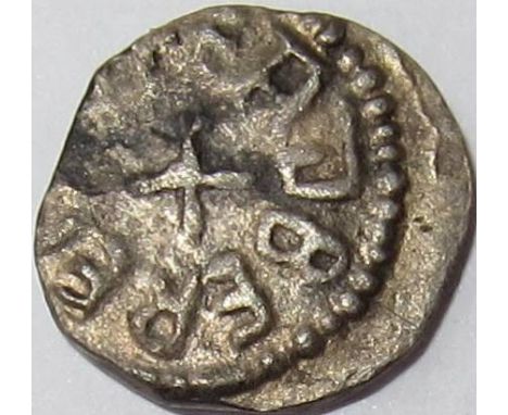 Anglo Saxon coins - Kings of Nortumbria. EADBERHT [737-58] silver sceat. Obv. EADBEREhTVF , cross in centre. Rev. fantastic a
