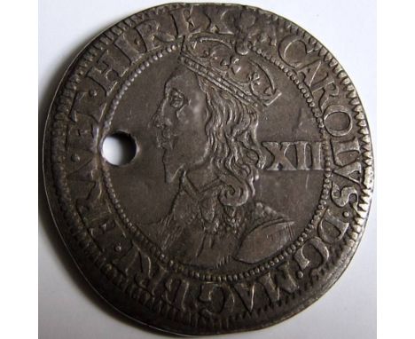 CHARLES 1 [1625-49] silver shilling. YORK mint [1643-4] coin. Type 3 – EBOR below shield. mm. lion. 5.96g. [Spink 2872 - £825