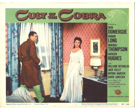 Cult of the Cobra lobby card from the 1955 American Black and White Horror film starring Faith Domergue, Richard Long and Mar