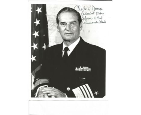 Admiral Charles K Duncan signed 10 x 8 b/w in full uniform with hand signed letter. Charles Kenney Duncan (December 7, 1911 –