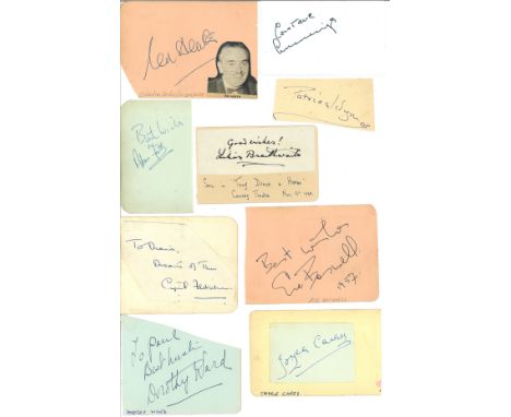 Vintage signature piece collection. 10 items.  Names include Anna Massey, Sion Tudor-Owen, Edmund Lowe, Joyce Carey, Jimmy Yo