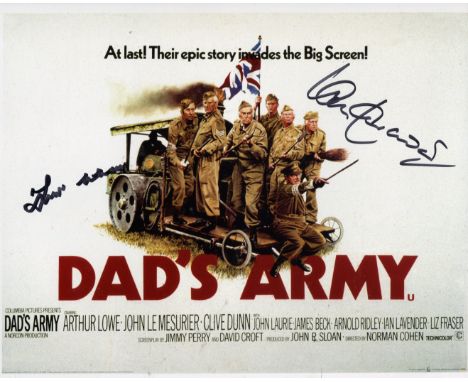 Dads Army. Actors Frank Williams (The Vicar) and Ian Lavender as Private Pike signed 8x10 photo from the comedy series Dads A