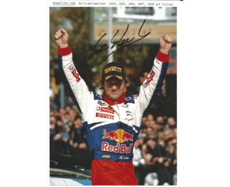 Sebastian Loeb 12 x 8 World Rally Champion Motor Racing celebration portrait photo. Good Condition. All autographs are genuin