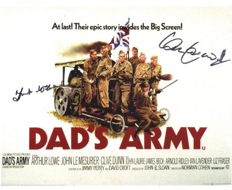 Dads Army. Actors Frank Williams (The Vicar) and Ian Lavender as Private Pike signed 8x10 photo from the comedy series Dads A