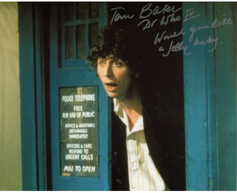Doctor Who quote. 8x10 photo from Doctor Who signed by actor Tom Baker who has added the quote from the scene 'would you like