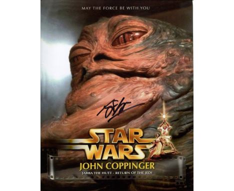 Star Wars. Return of the Jedi 8x10 inch photo signed by John Coppinger who was puppet master controlling Jabba the Hutt. Good