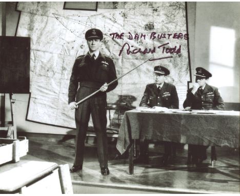 The Dambusters. 8x10 photo from the war movie 'The Dambusters' signed by actor Richard Todd, who played Guy Gibson in this hi