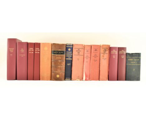 Military interest. A collection of seventeen Victorian to mid century British Army and Navy lists, many rebound in recent clo