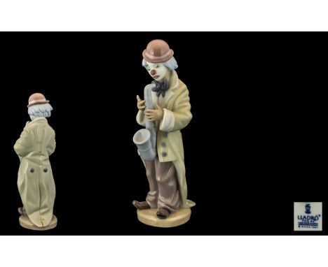 Lladro Handpainted Porcelain Figure 'Sax Sax' Clown.  Model No. 5471.  Issued 1988 - retired.  Sculptor Franciso Catala.  Hei