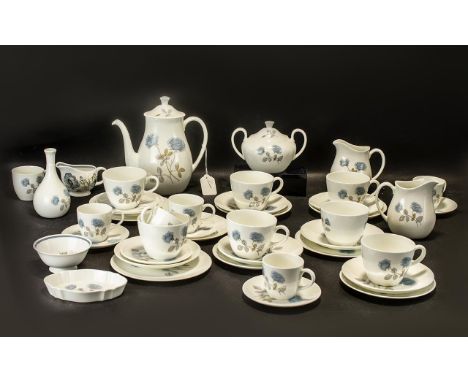 Royal Doulton 'Twilight Rose' Tea Service, comprising Milk Jug, Sugar Bowl,  6 coffee cups and saucers, 5 tea cups and saucer