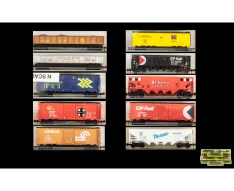 Model Power- Good Quality Collection of N Scale Model Freight Cars, 10 boxed models all in mint condition (never out of box),